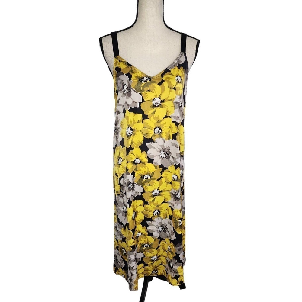 Who What Wear Women's Floral Sleeveless V-Neck Sheath Dress Yellow M